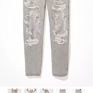 American Eagle Outfitters Ripped Gray Mom Jeans